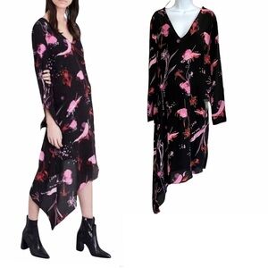 Topshop Silk Dark Floral Goth Dress 10 Feminine Emo